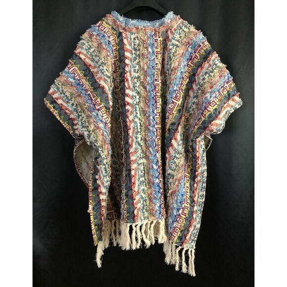 Free People Now & Then Upcycled Patchwork Poncho Duster  Kimono Jacket $168 OS - Picture 4 of 4